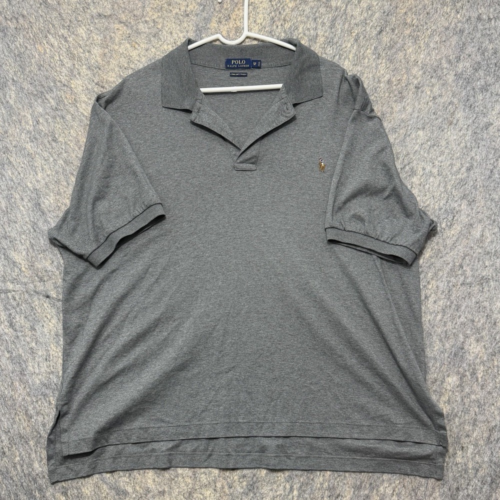Polo Ralph Lauren Mens 2XB Big Pima Soft Touch Gray Polo Shirt Multi Pony